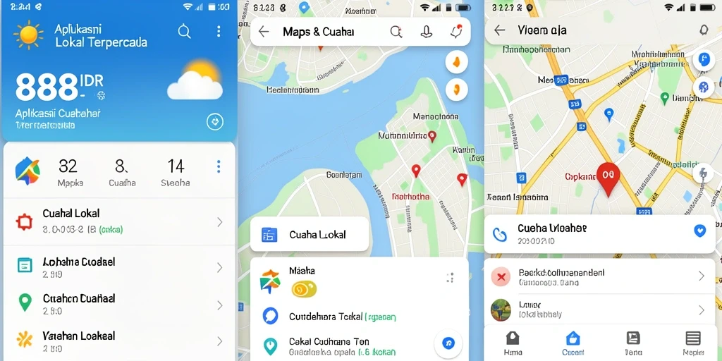 Tampilan antarmuka aplikasi Cuaca Lokal 888IDR yang informatif.