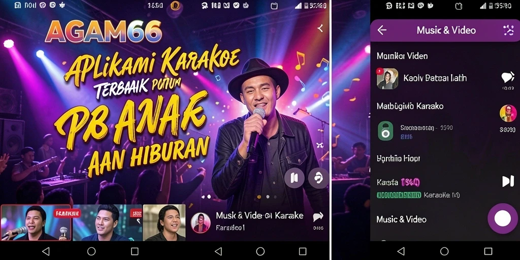 Antarmuka AGAM66 yang menarik dengan fitur karaoke yang mudah digunakan.