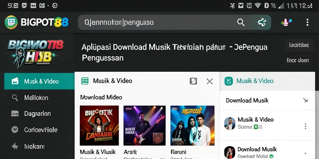 Tampilan antarmuka aplikasi BIGPOT88 untuk Download Musik yang intuitif.