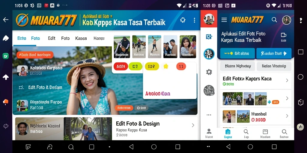 Tampilan antarmuka MUARA777 saat mengedit foto dengan efek kertas kaca.