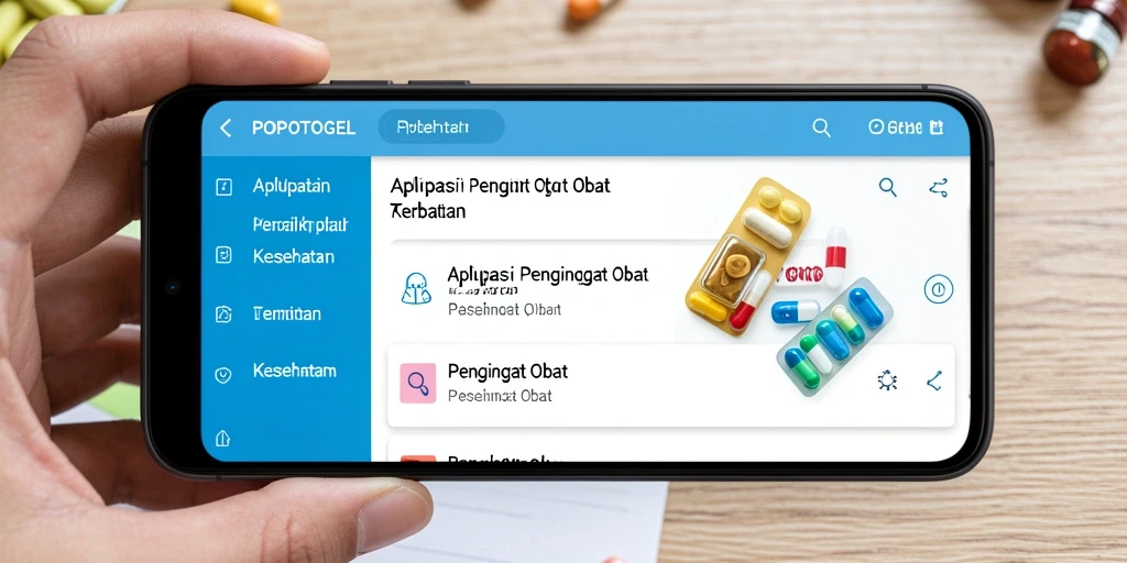 Tampilan antarmuka <strong>POPOTOGEL</strong> dengan fitur pengingat obat yang user-friendly.